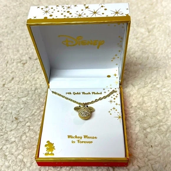Disney "Mickey Mouse" 14K Gold Flash Plated Pendant Necklace - Picture 5 of 8